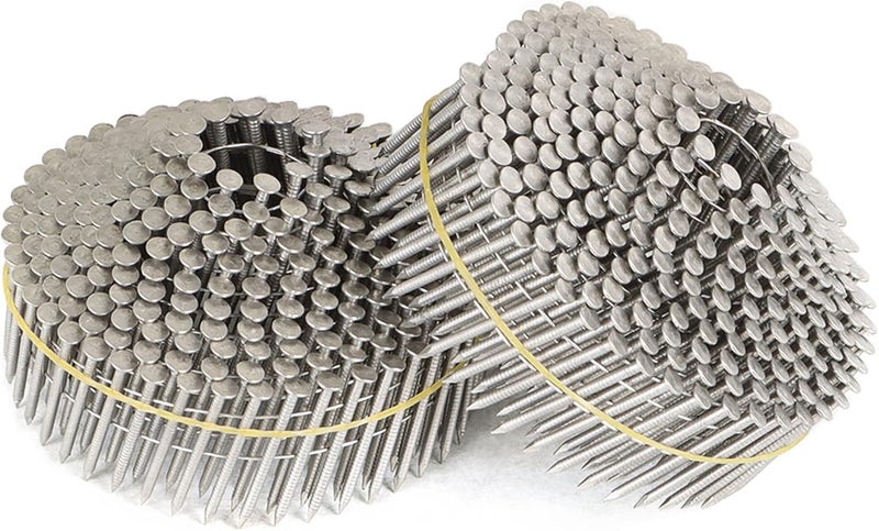 marddpair 1200 Count 1-1/2-Inch x .090-Inch 15-Degree Ring Shank Stainless Steel Siding Nails Collated Wire Coil Nails for Board Siding - Image 1